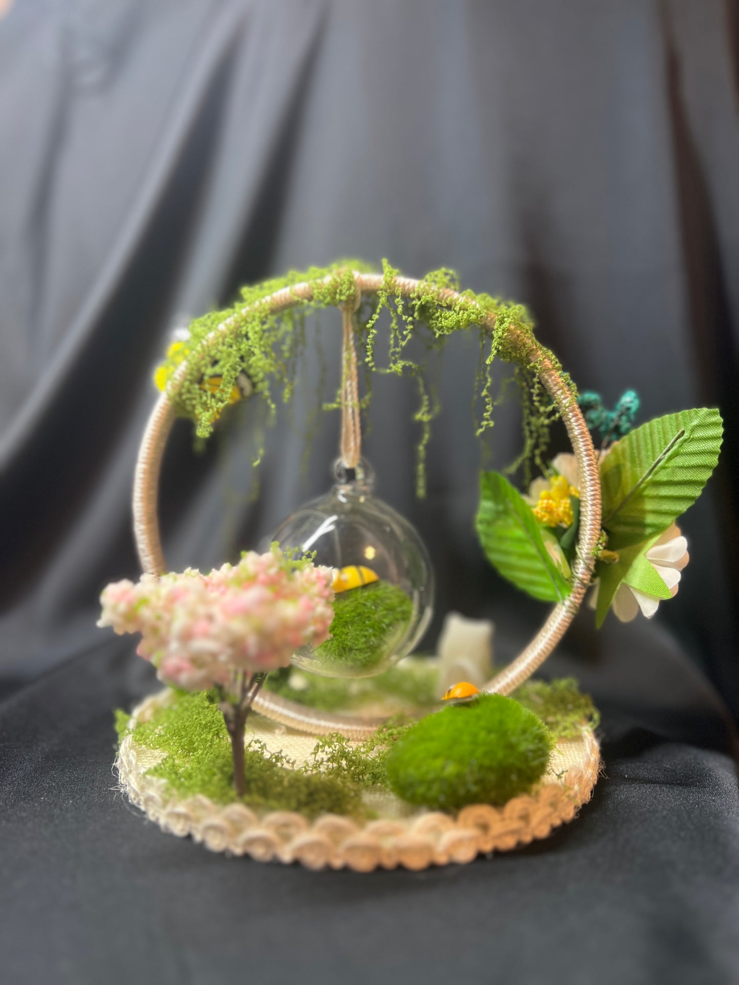 Handmade Miniature Hanging Garden Decor with Glass Globe | 17x15cm | Fairycore Aesthetic Ornament